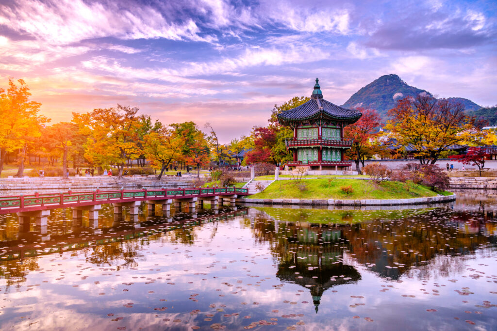 Sunset Water Pavilion in Gyeongbokgung Palace Land