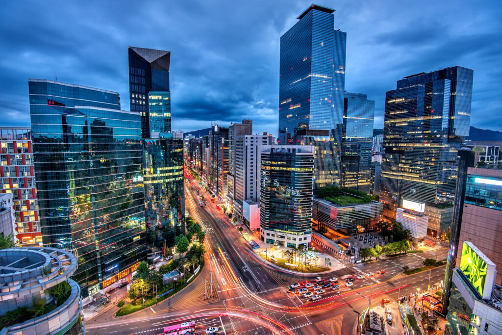 View of Downtown Gangnam Square Seoul, South Korea