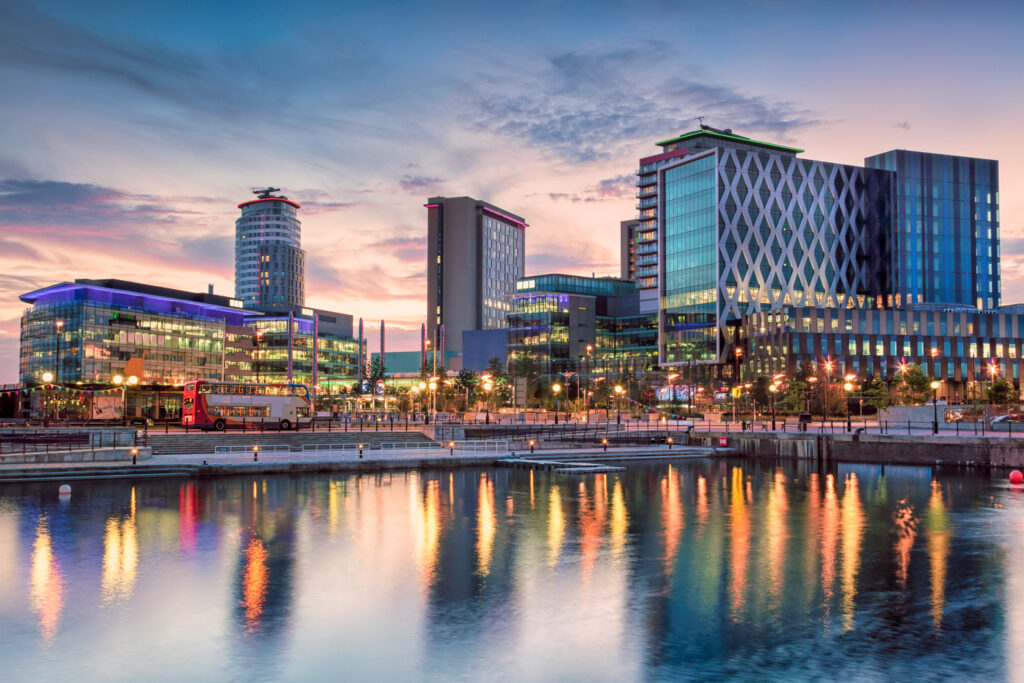 Popular developed area of Salford Quays in Manchester