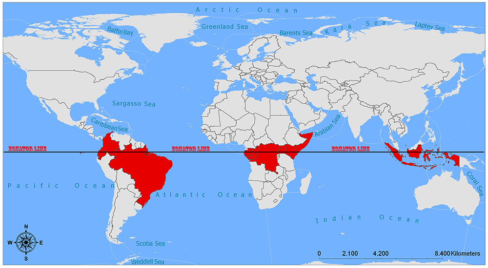 Equator Line Countries On The Equator Mappr
