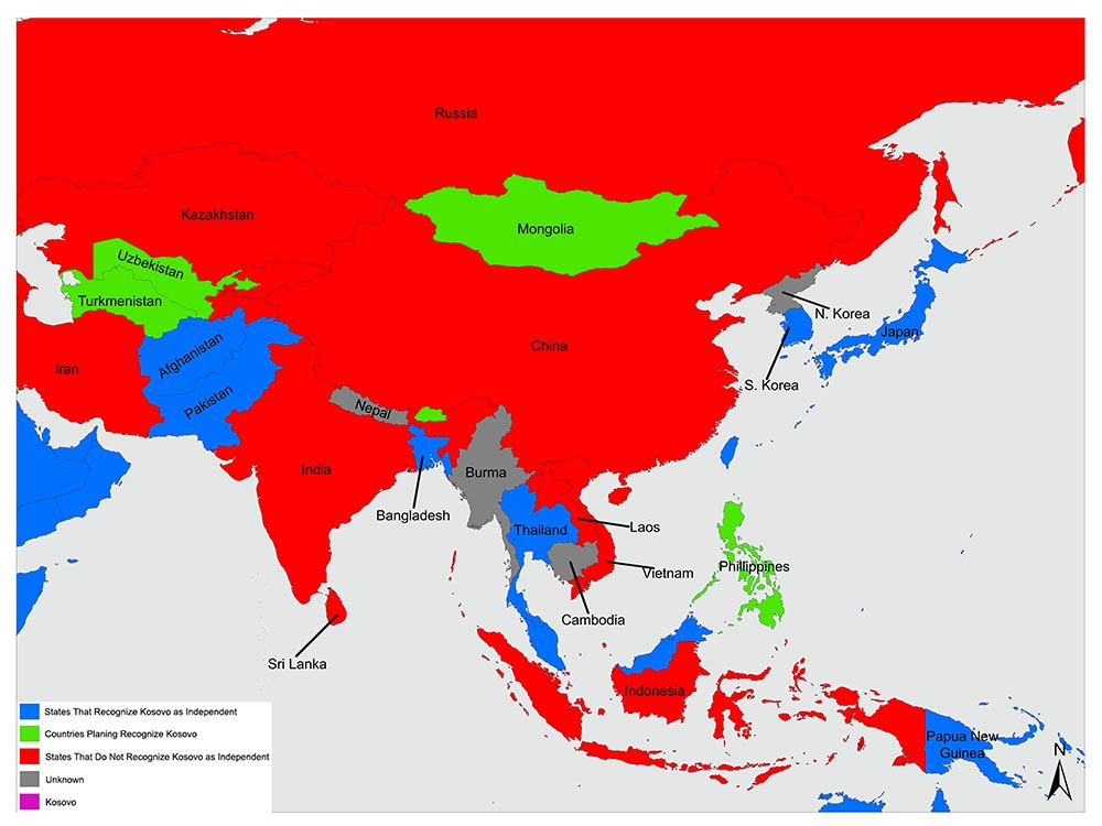 A color-coded map of Asia, with shades representing data categories. Includes labels for countries and a legend.