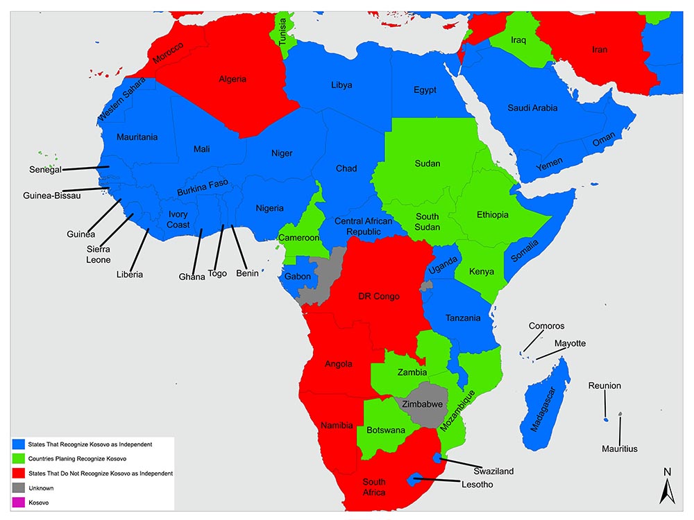 An image of a color-coded map of Africa.