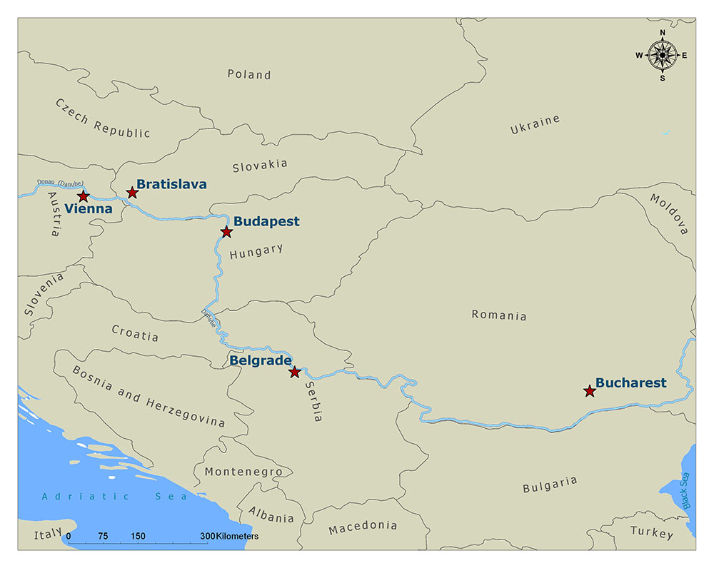 map of europe rivers and cities