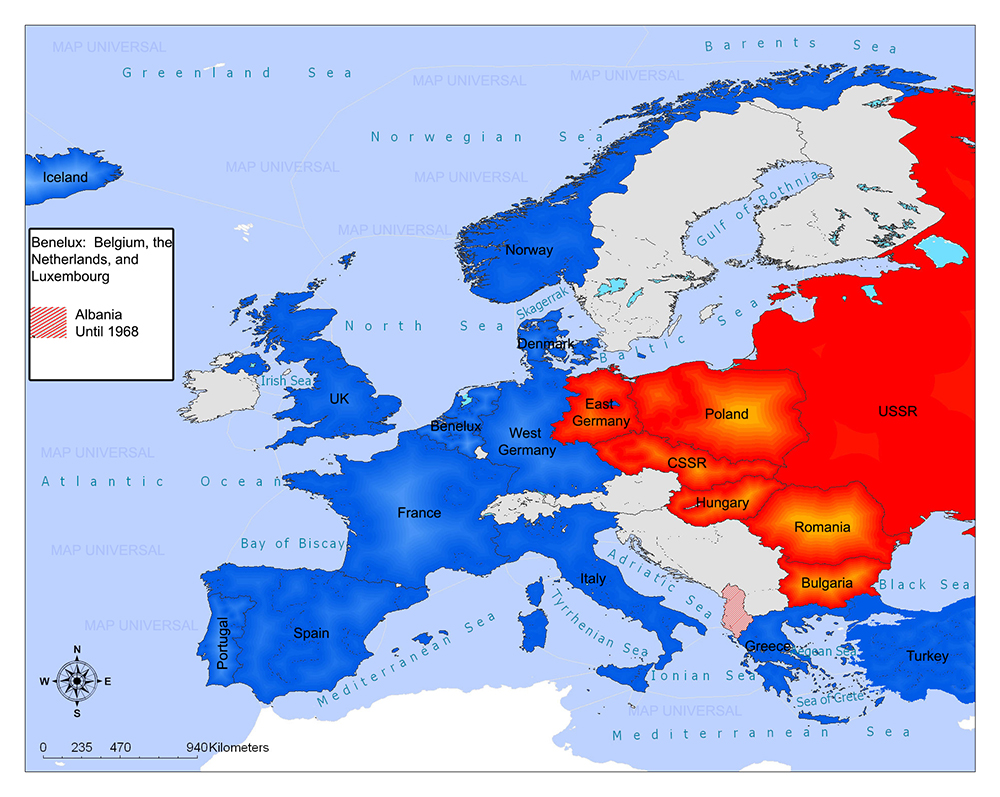 A color map displays the spread of the Black Death in Europe (1347-1351), with early impact areas in red, later ones in orange/yellow.