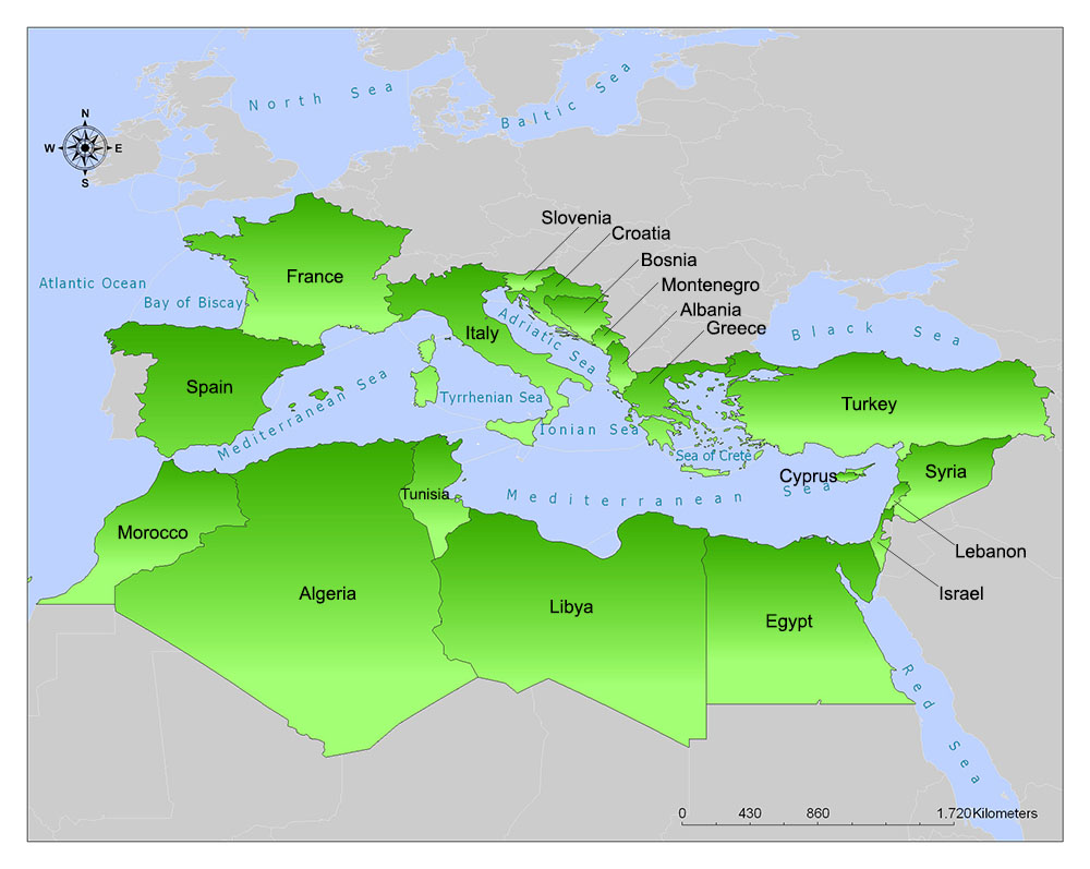 Political Map of Mediterranean Sea - Nations Online Project