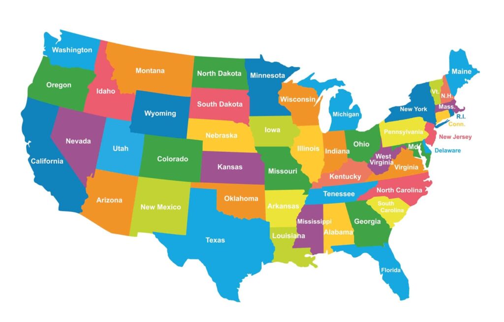 show the map of united states of america