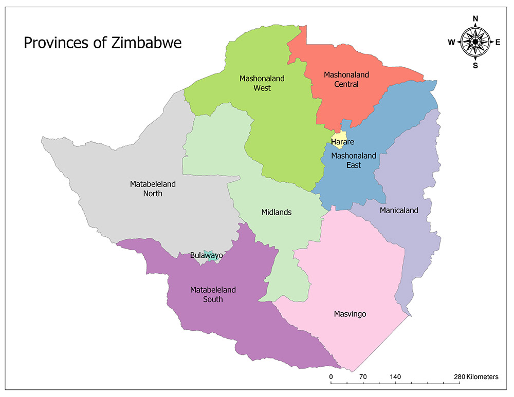Zimbabwe Political Map And Regions Mappr