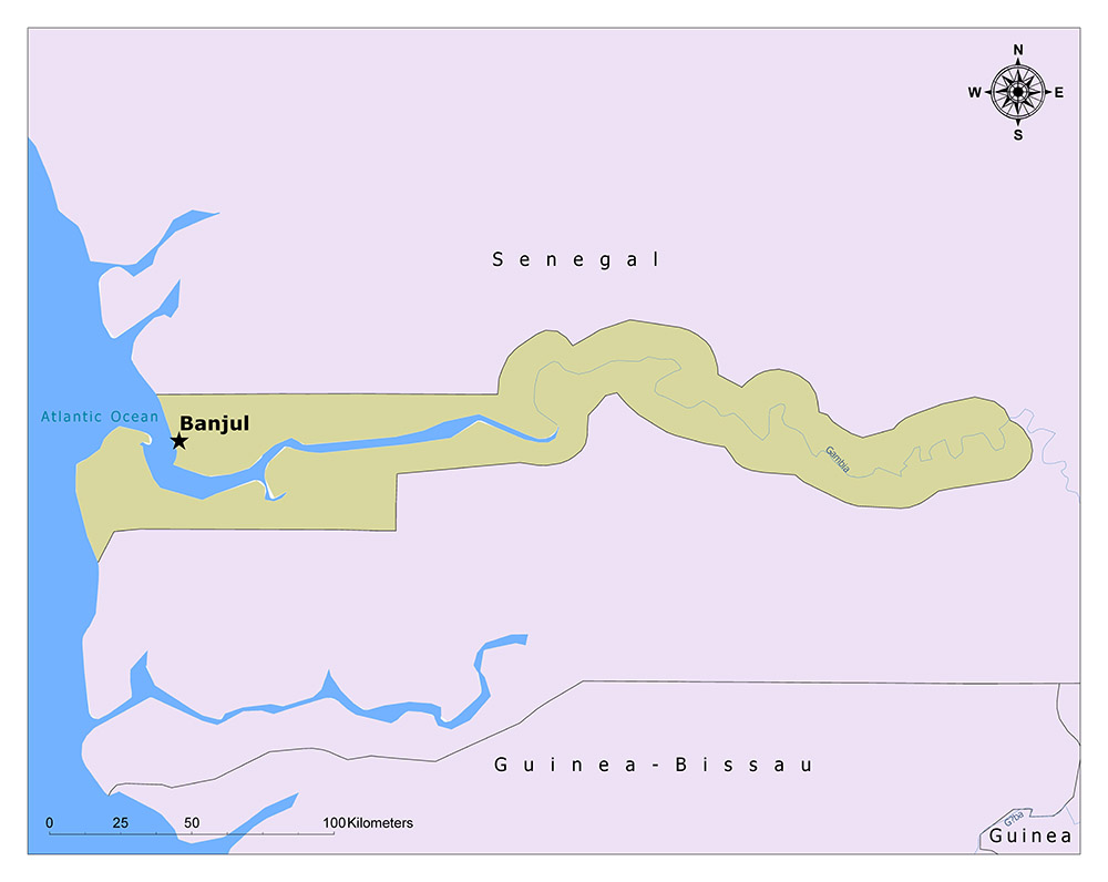 What is the Capital of Gambia? 1 Gambia map with the capital Banjul