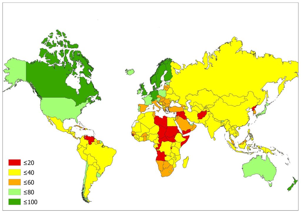 A color-coded world map shows income/GDP per capita levels, with a legend for ranges 0.