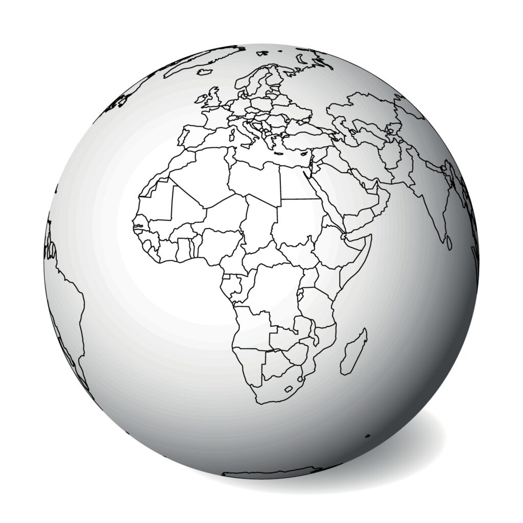 africa blank map on the globe