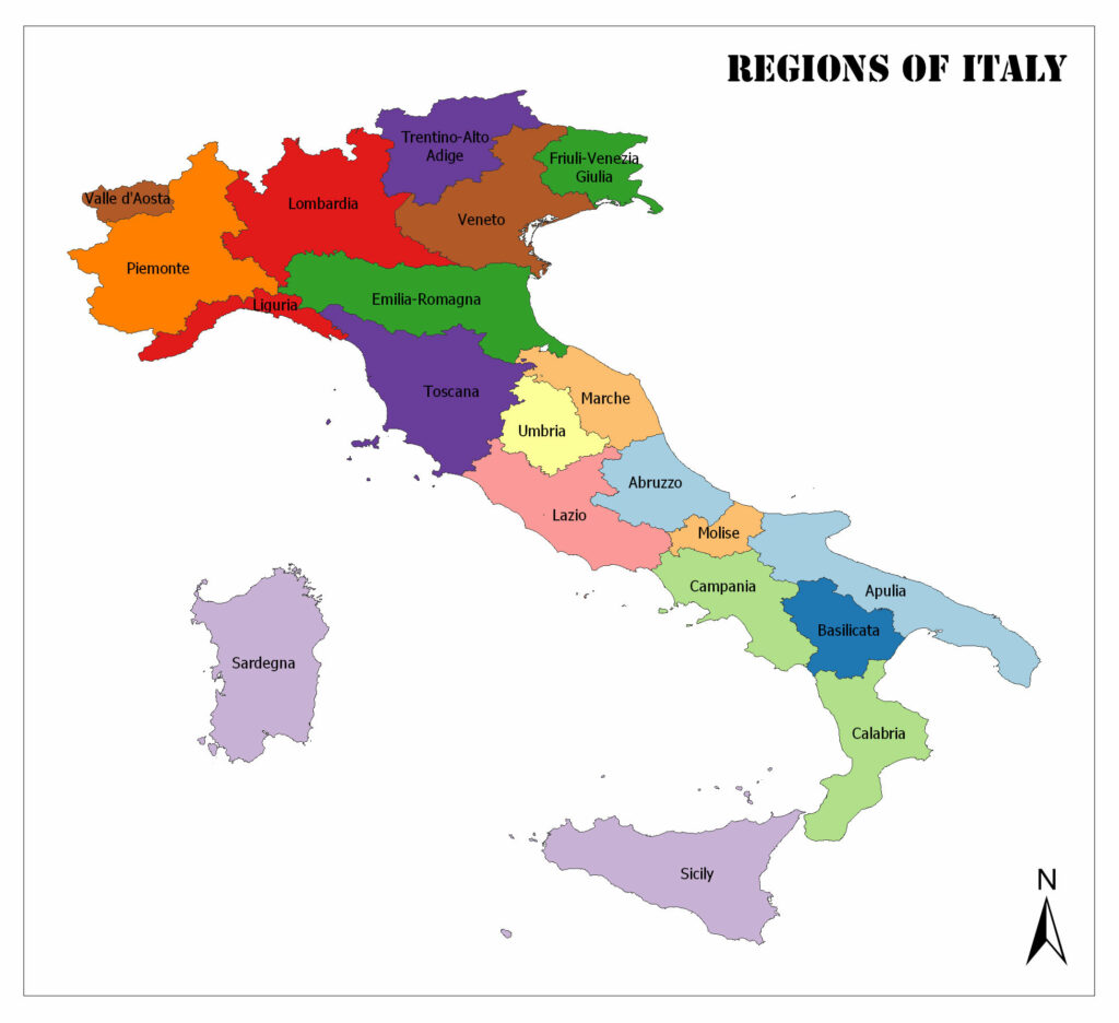 Regions of Italy Map