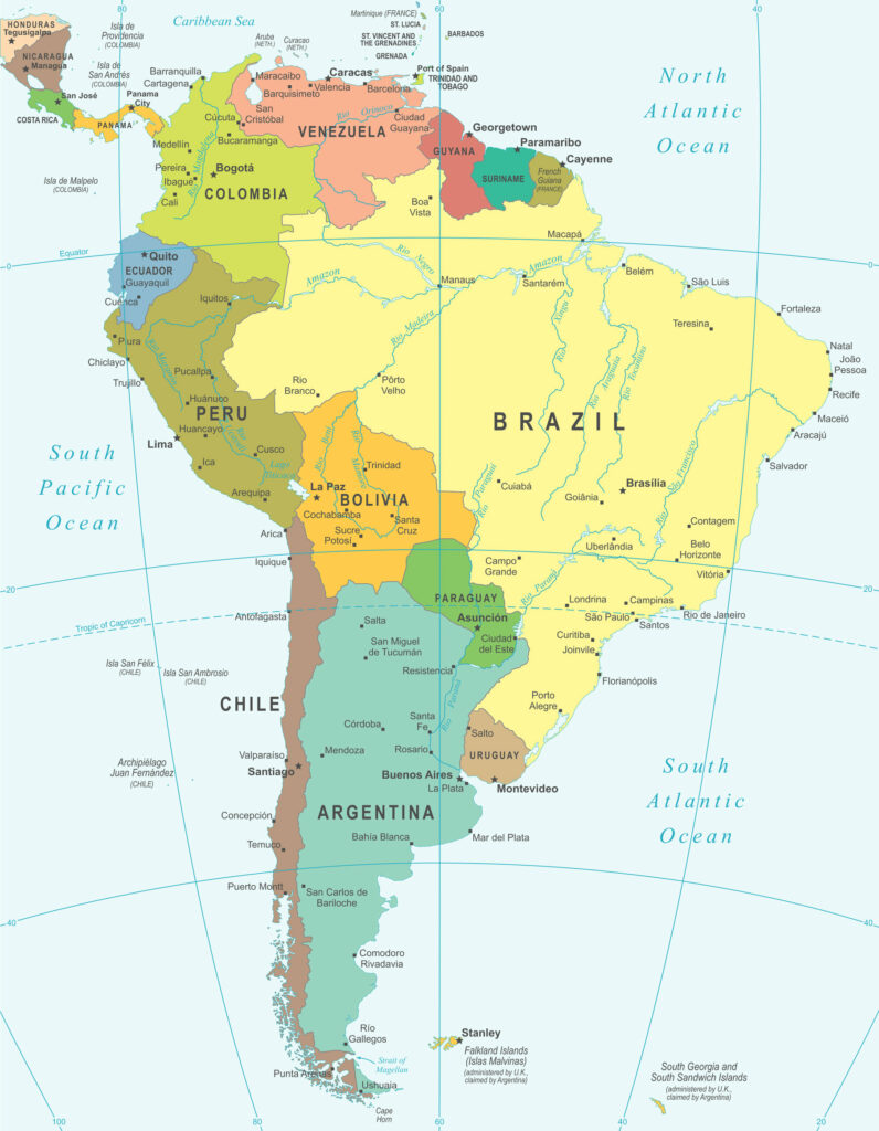 map of south america