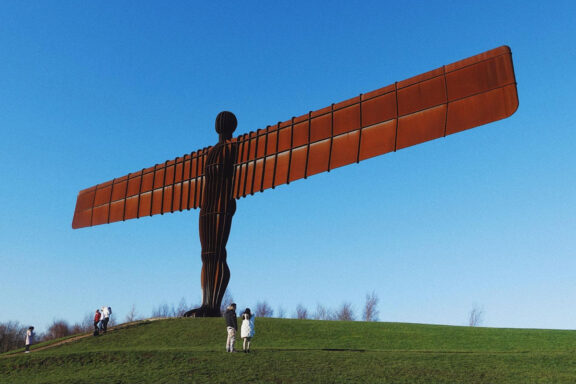 Angle of the North statue in the countryside in Newcastle