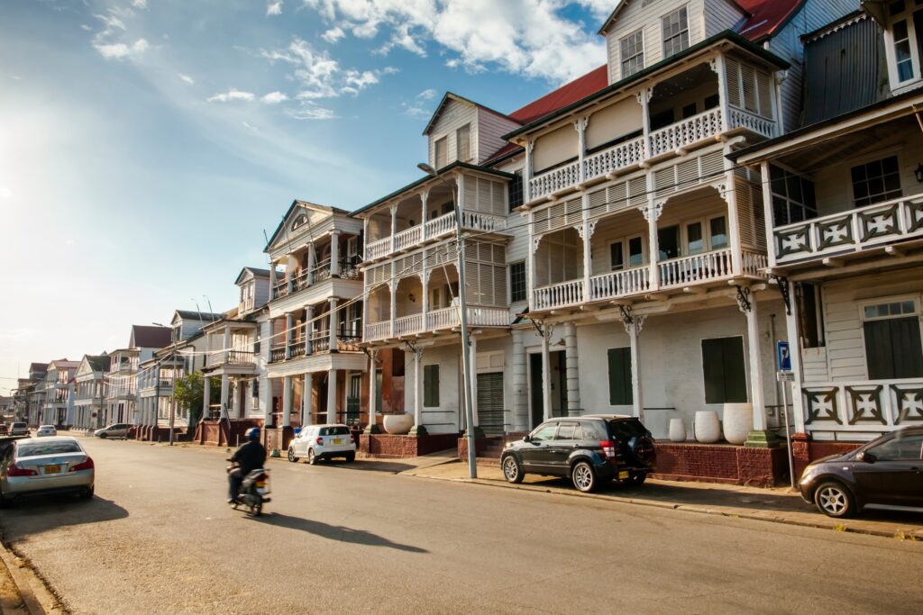 Street in Paramaribo in Suriname Street in Paramaribo in Suriname