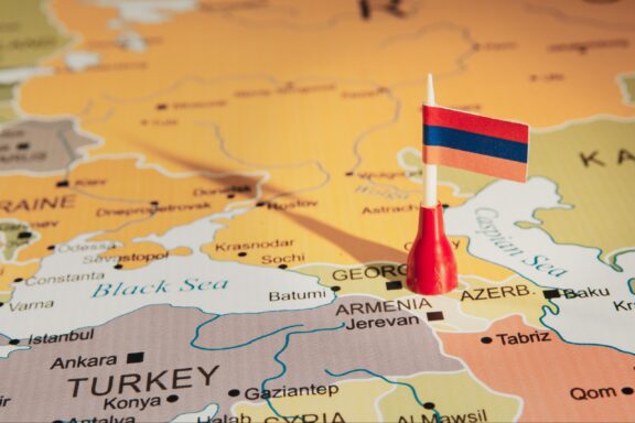 Pin on Armenia in World Map Armenian flag on the location of the Armenia