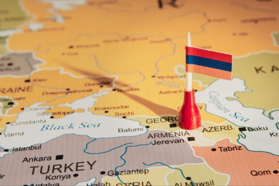 Armenian flag on the location of the Armenia