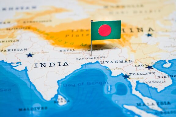 Bangladesh's flag pin marking its global location