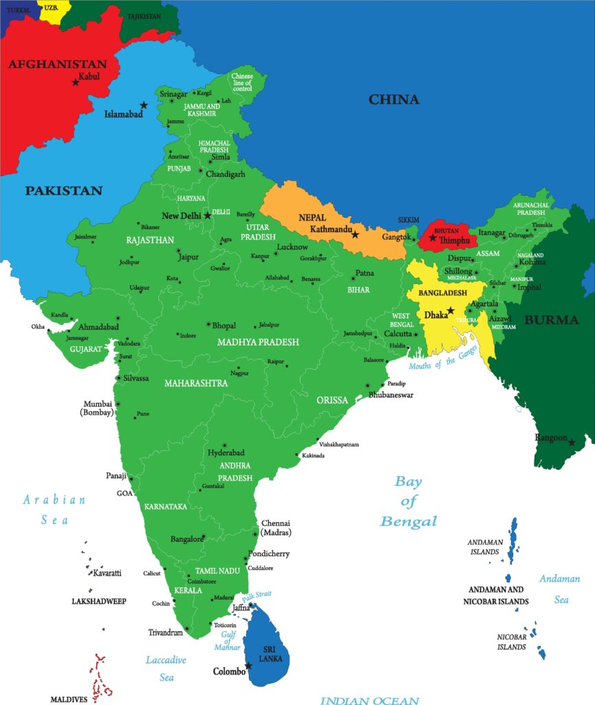 Map of India with Nepal Map of India with Nepal