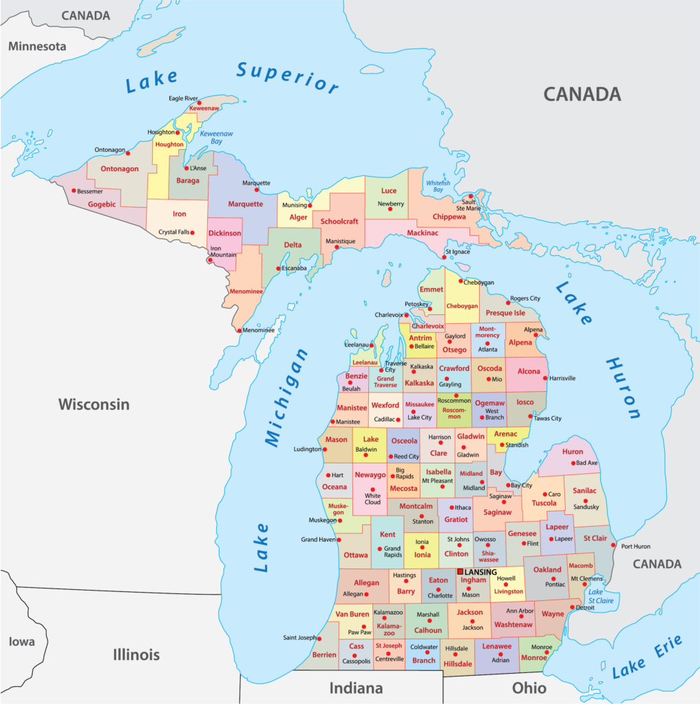 Michigan Counties Map Mappr