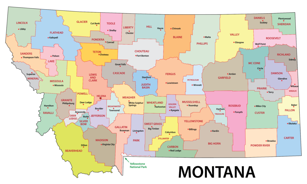 Map Of Counties Montana