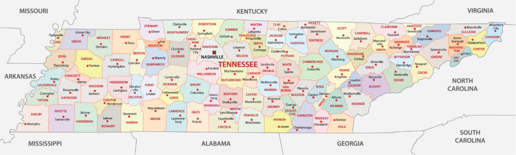 Tennessee Counties Map | Mappr