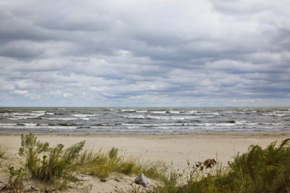 Lake Erie, beach and waves.