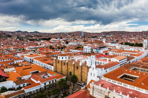 Aerial view of the old streets in Sucre