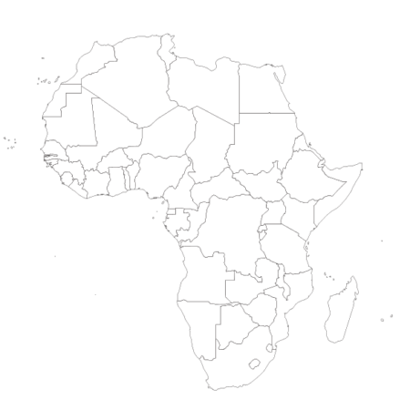 Blank map of Africa showing international borders.