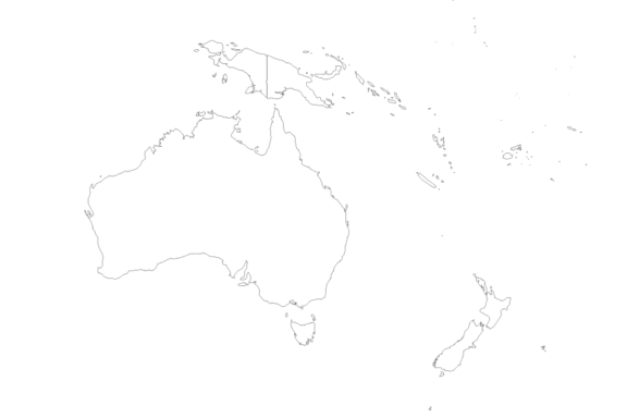 Blank map of Australia/Oceania showing international borders.