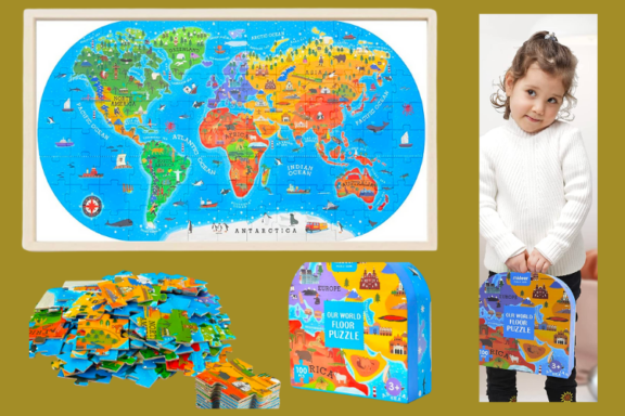 Child with World Map Jigsaw Puzzle Best world map jigsaw puzzle mideer