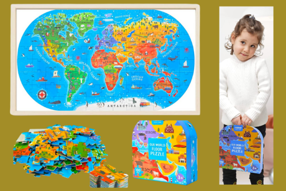 World Map Puzzle for Kids - 75 Piece - World Puzzles with Continents - Childrens Jigsaw Geography Puzzles for Kids Ages 5, 6, 7, 8-10 Year Olds - Glo