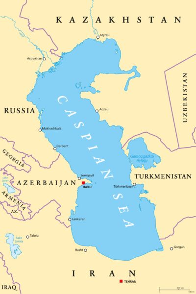 Caspian sea region map