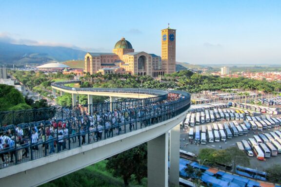 Catholic Cathedral of Our Lady Aparecida in the city of Aparecida São Paulo and catwalk