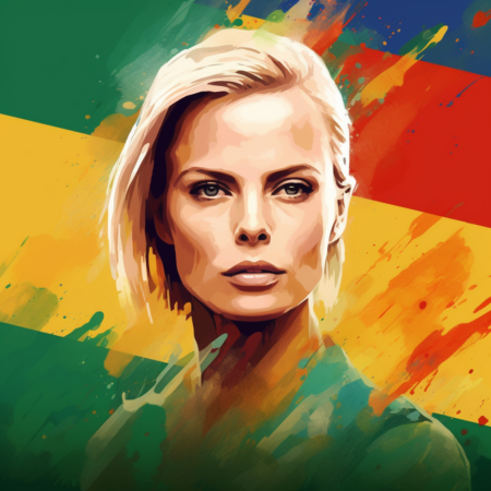 Stylized Portrait of a Woman with South African Flag Colors Charlize theron south africa