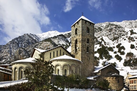 Snow-Capped Church of Sant Esteve, Andorra Sant Esteve Church in Andorra la Vella