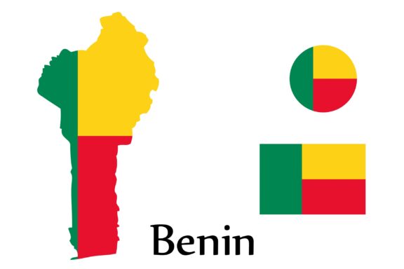 Flag map and circle shape symbol of Benin