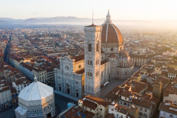 Duomo in Florence, Italy, aerial view.