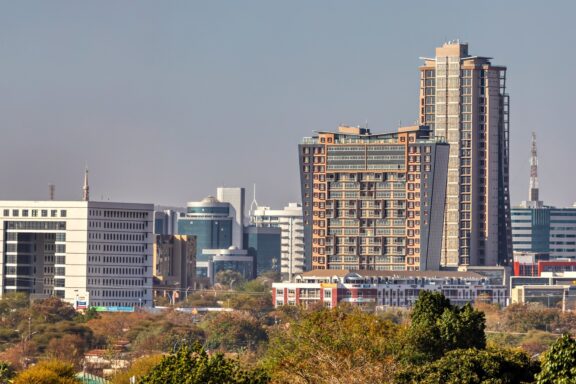 Aerial View of Gaborone Business District CBD Central Business District in Gaborone