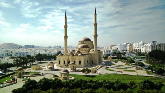 Grand view of Taimur Mosque in Muscat, Oman