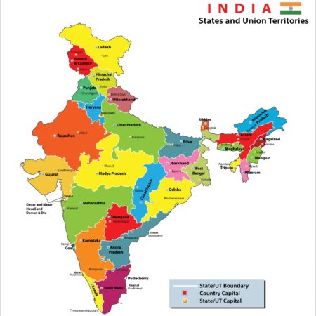 India map political map of India states and union territories