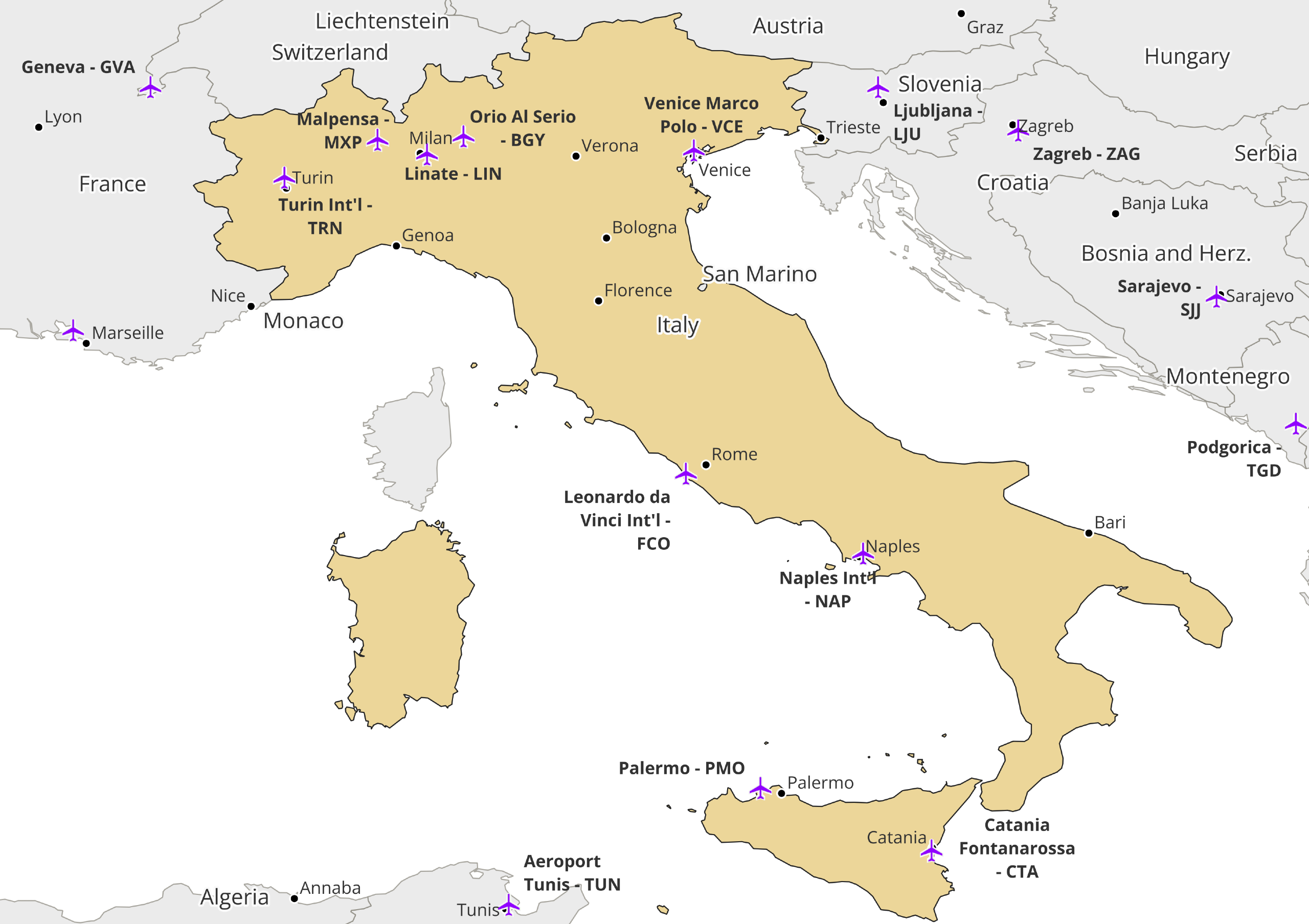 Italy Airports On Map Nancy Valerie