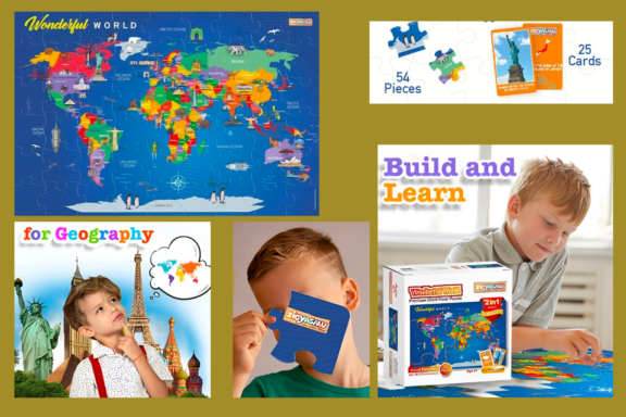 Children's World Map Jigsaw Puzzle and Learning Activity Jumbo floor puzzle zigyasaw