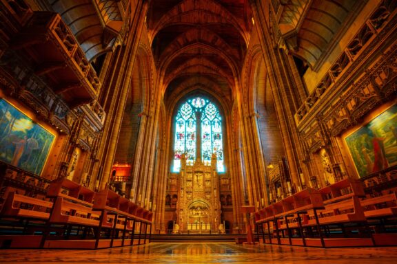 Liverpool Cathedral based on a design by Giles Gilbert Scott, constructed between 1904 and 1978 and it's the world's largest Anglican church building.