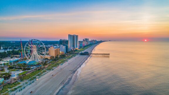 Myrtle beach south carolina drone skyline aerial