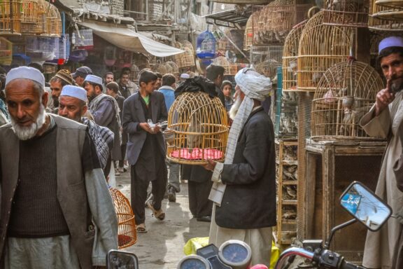 Bustling Marketplace in Old Town Kabul Kabul locals commuting and shopping in the Ka Farushi