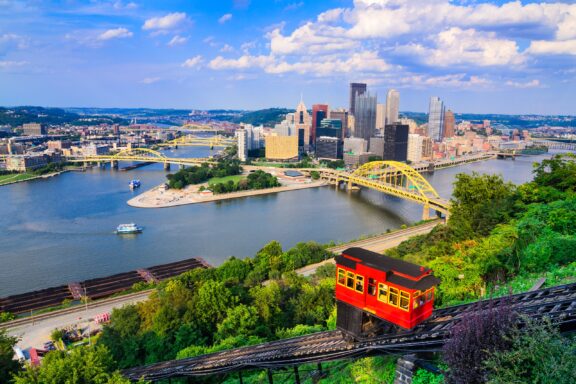 Pittsburgh pennsylvania usa downtown skyline incline