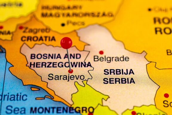 Close-up of Sarajevo's location on the map 