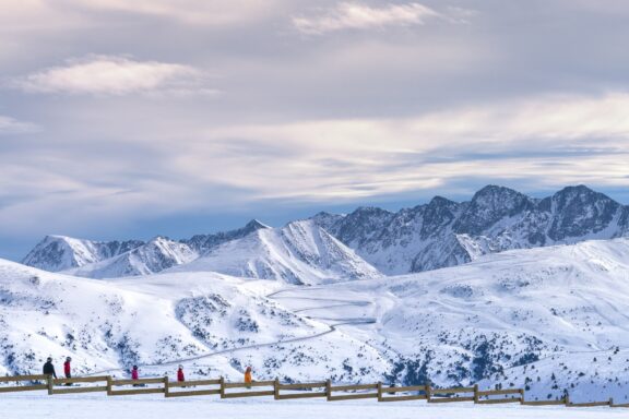 Picture of snowy pyrenees mountain landscape in ski resort of