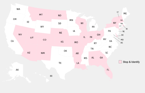 Stop identification us states map