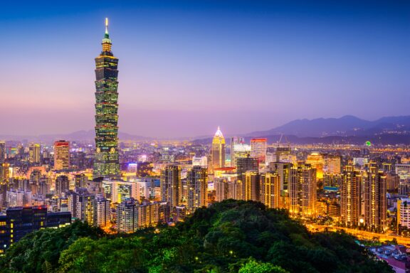 Taipei taiwan city skyline twilight